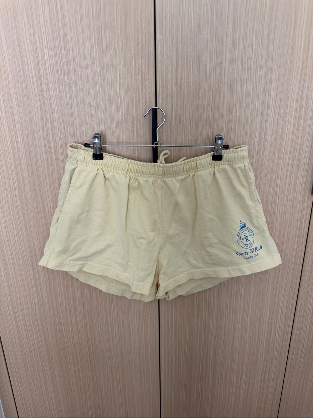 Sporty & Rich Pale Yellow Athletic Lounge Shorts